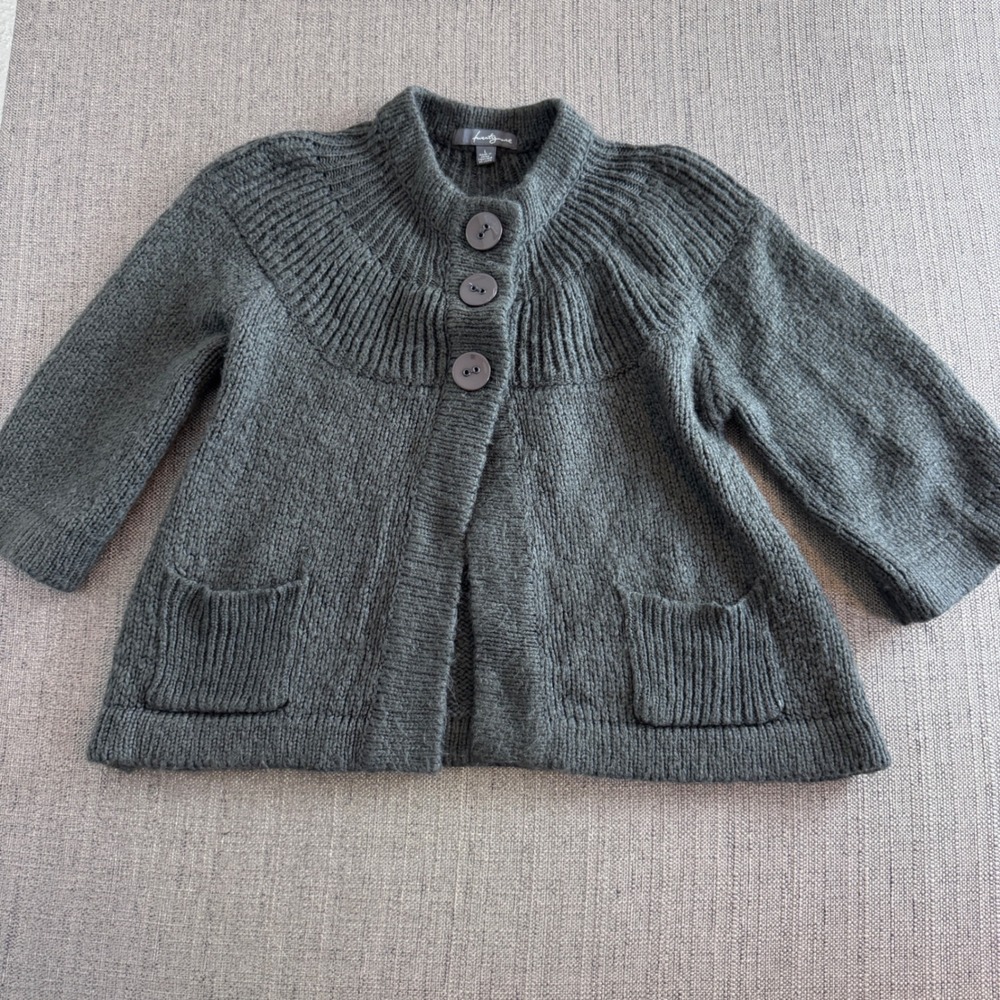 Twentyone Kids Olive Green Chunky Knit Wool Blend Button Front Cardigan Large